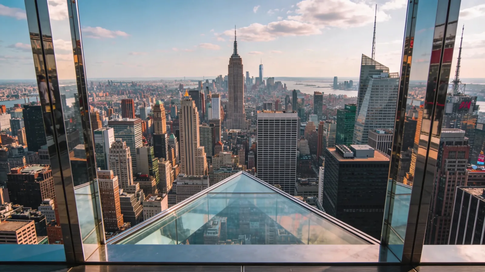 View from The Edge observation deck Hudson Yards looking east across Manhattan — best observation deck NYC for photos Edge open-air pick