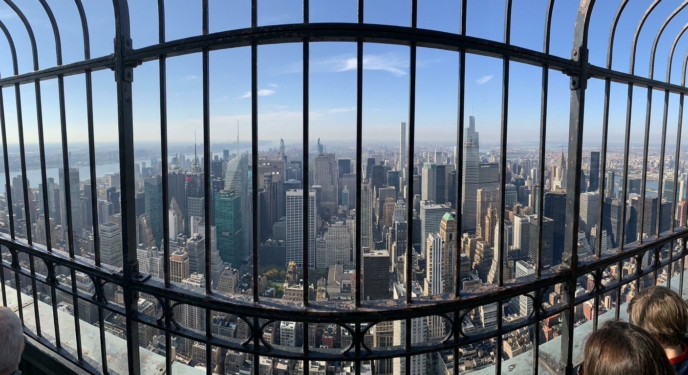 Manhattan skyline from the open-air 86th-floor Empire State Building observation deck