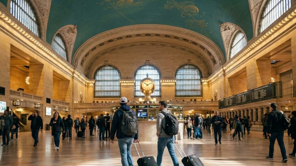 Visitors crossing the main concourse of Grand Central Terminal.