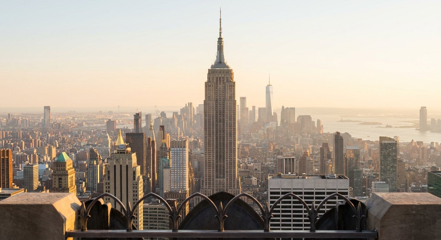 top of the rock tickets — view south to the Empire State Building and Lower Manhattan